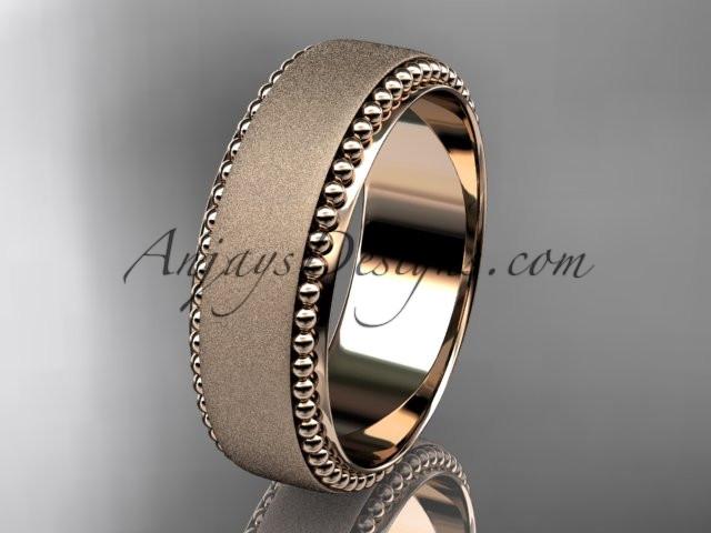 14kt rose gold matte finish classic wedding band, engagement ring ADLR380G - AnjaysDesigns
