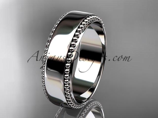 14kt white gold classic wedding band, engagement ring ADLR380G - AnjaysDesigns