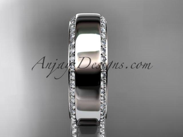 14kt white gold classic wedding band, diamond engagement ring ADLR380B - AnjaysDesigns