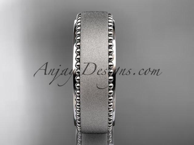 platinum matte finish classic wedding band, engagement ring ADLR380G - AnjaysDesigns