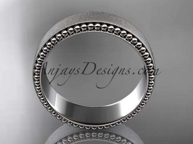 platinum matte finish classic wedding band, engagement ring ADLR380G - AnjaysDesigns