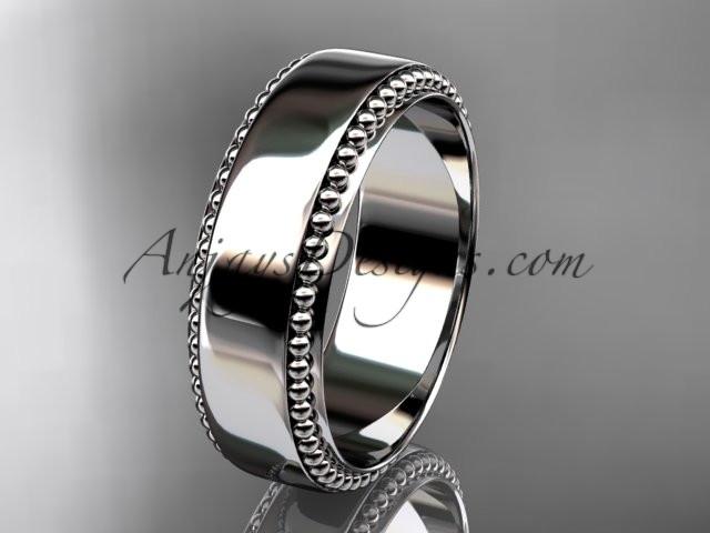 platinum leaf and vine wedding band, engagement ring ADLR380G - AnjaysDesigns