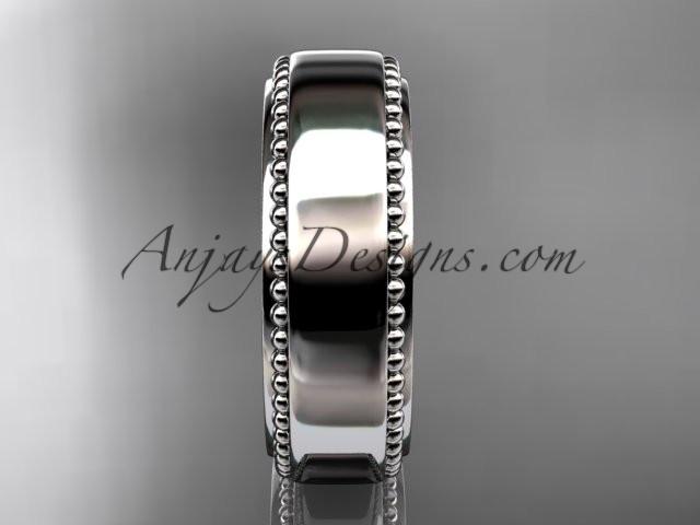 platinum leaf and vine wedding band, engagement ring ADLR380G - AnjaysDesigns