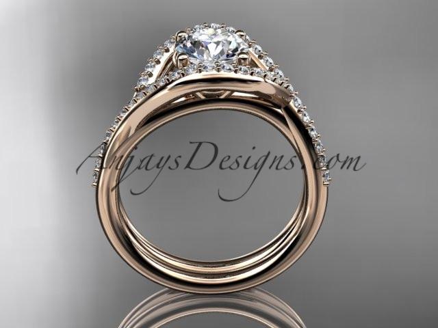 14kt rose gold diamond wedding ring, engagement set ADLR383S - AnjaysDesigns