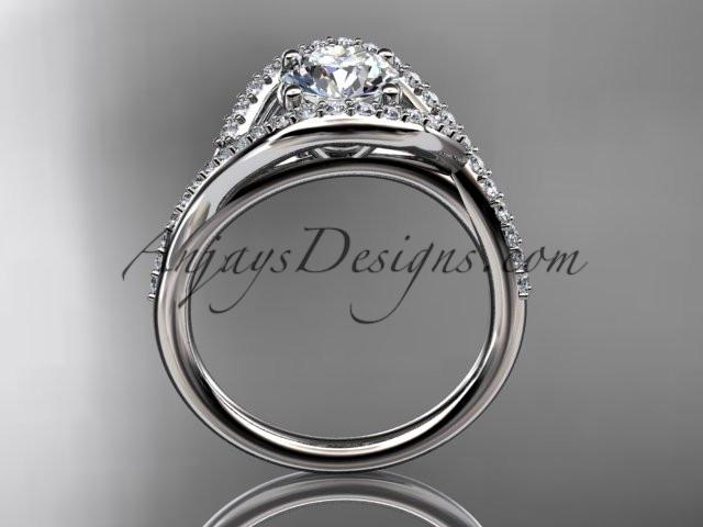 platinum diamond wedding ring, engagement ring with a "Forever One" Moissanite center stone ADLR383 - AnjaysDesigns