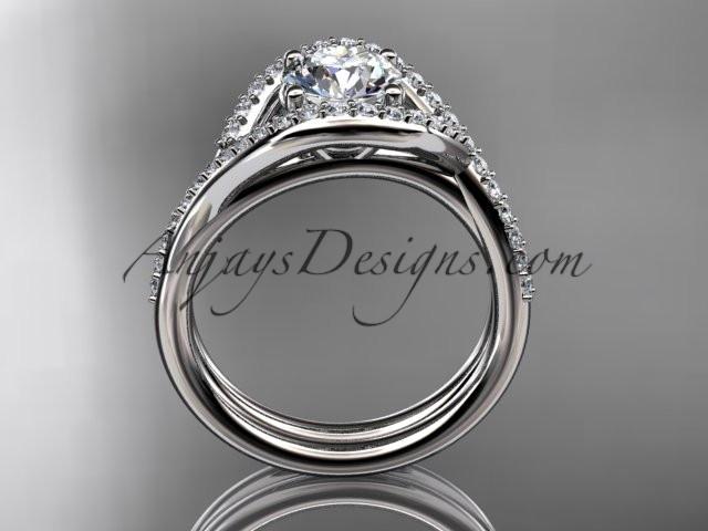 platinum diamond wedding ring, engagement set with a "Forever One" Moissanite center stone ADLR383S - AnjaysDesigns
