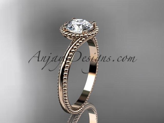 14kt rose gold wedding ring, engagement ring ADLR389 - AnjaysDesigns