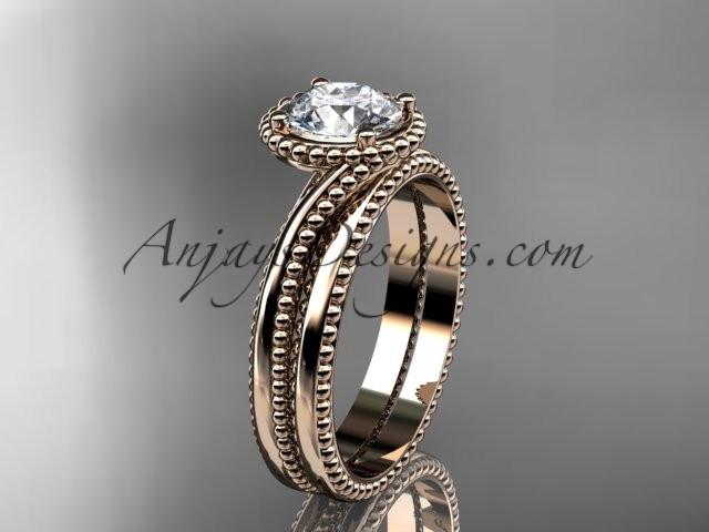 14kt rose gold wedding ring, engagement set ADLR389S - AnjaysDesigns