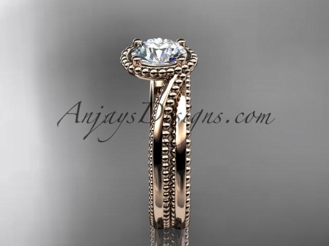 14kt rose gold wedding ring, engagement set ADLR389S - AnjaysDesigns