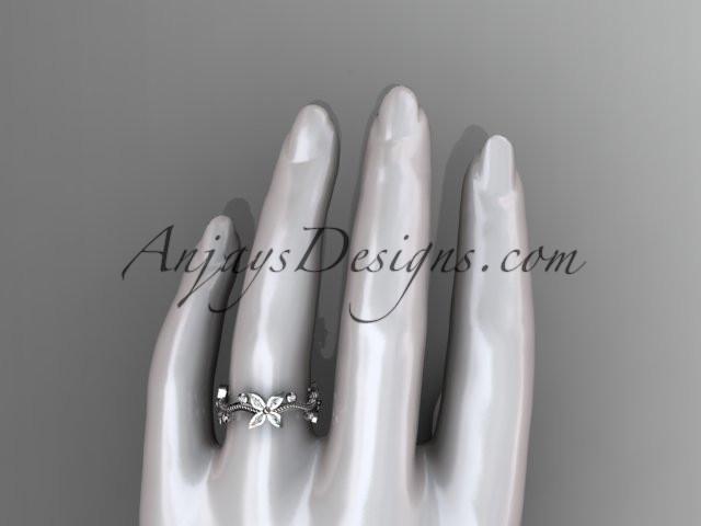 platinum  diamond leaf and vine wedding ring, engagement ring, wedding band ADLR3A - AnjaysDesigns