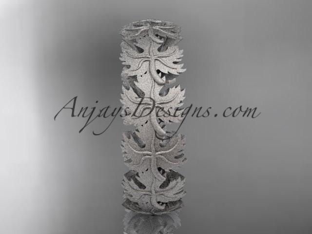 platinum maple leaf and vine wedding ring, engagement ring,wedding band ADLR40 - AnjaysDesigns