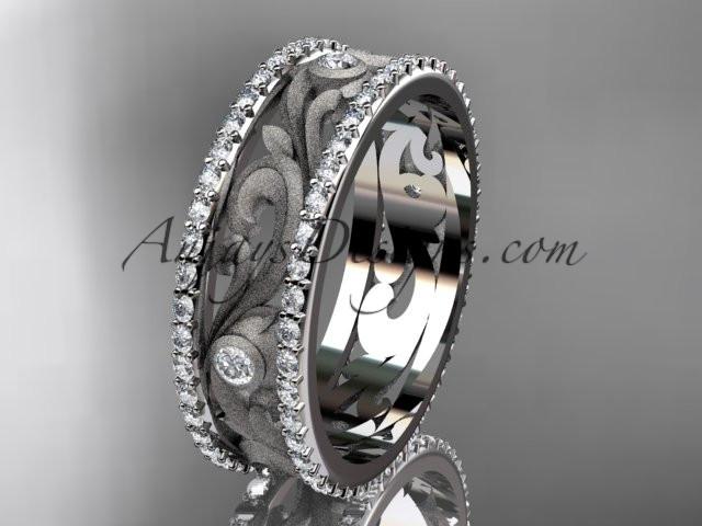 14kt white gold diamond engagement ring, wedding band ADLR414BA - AnjaysDesigns