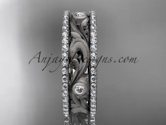 14kt white gold diamond engagement ring, wedding band ADLR414BA - AnjaysDesigns