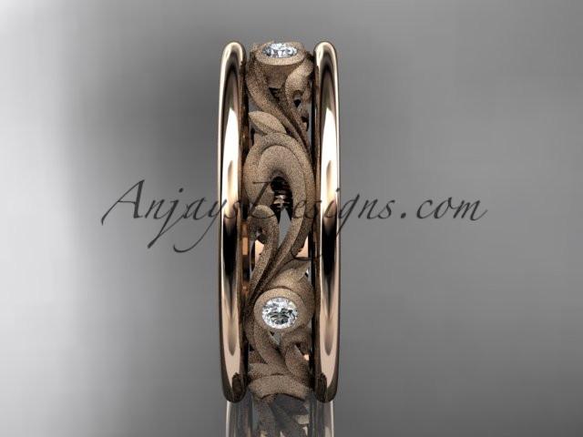 14kt rose gold diamond engagement ring, wedding band ADLR414BB - AnjaysDesigns