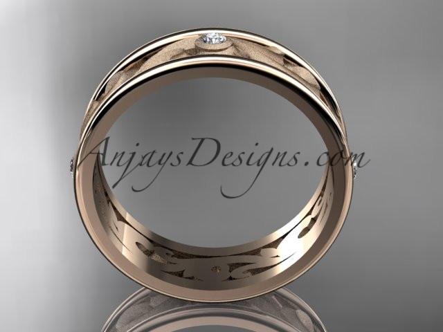 14kt rose gold diamond engagement ring, wedding band ADLR414BB - AnjaysDesigns