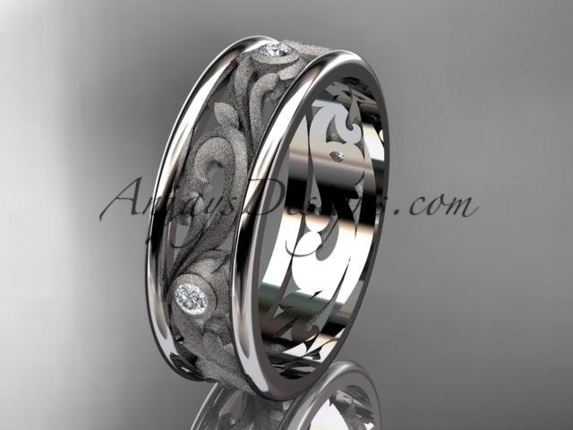 14kt white gold diamond engagement ring, wedding band ADLR414BB - AnjaysDesigns
