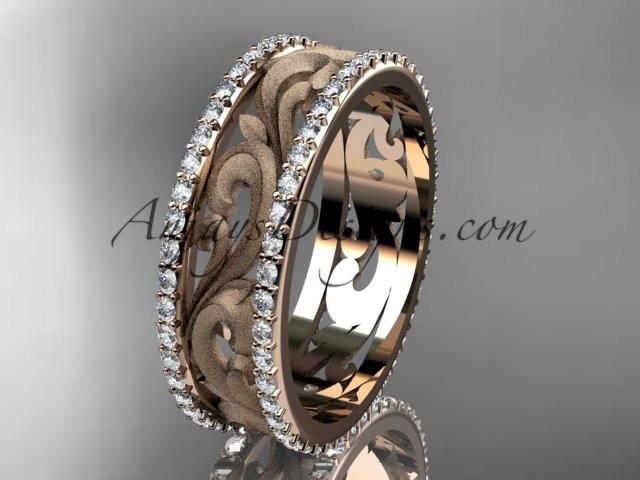 14kt rose gold diamond engagement ring, wedding band ADLR414BD - AnjaysDesigns