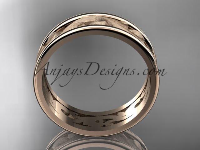 14kt rose gold leaf engagement ring, wedding band ADLR414G - AnjaysDesigns