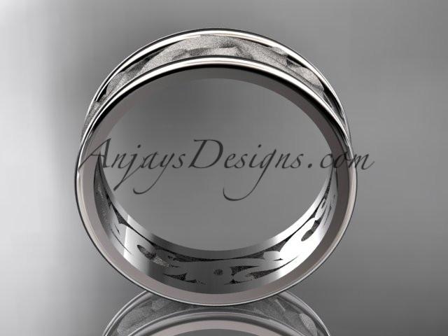 platinum leaf engagement ring, wedding band ADLR414G - AnjaysDesigns