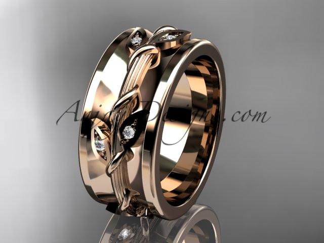 14kt rose gold diamond engagement ring, wedding band ADLR417B - AnjaysDesigns