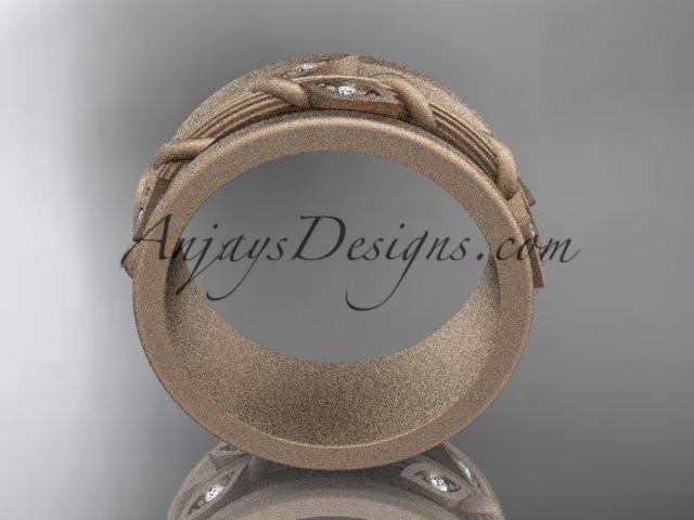 14kt rose gold diamond engagement ring, matte finish wedding band ADLR417B - AnjaysDesigns