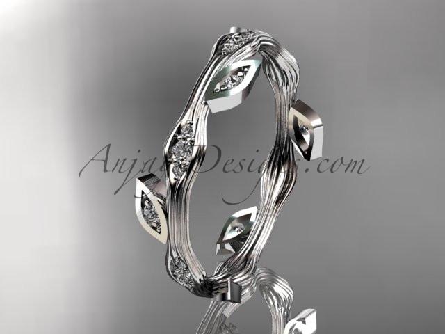 platinum diamond leaf and vine wedding ring, engagement ring, wedding band ADLR41 - AnjaysDesigns