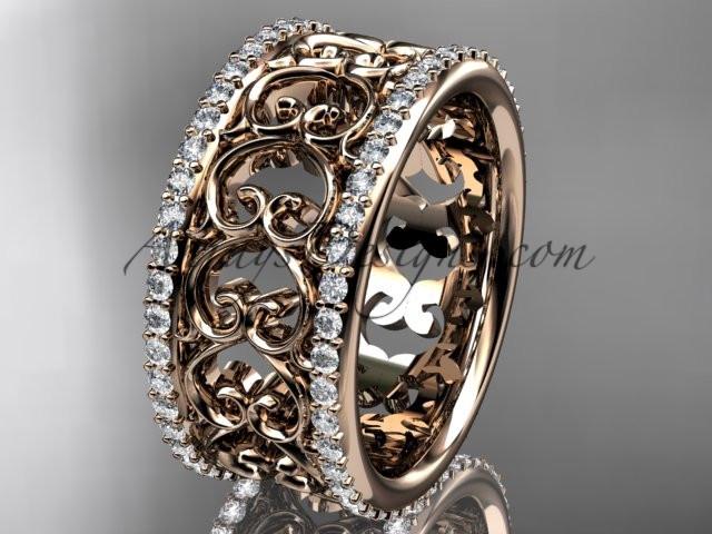 14kt rose gold diamond engagement ring, wedding band ADLR423B - AnjaysDesigns