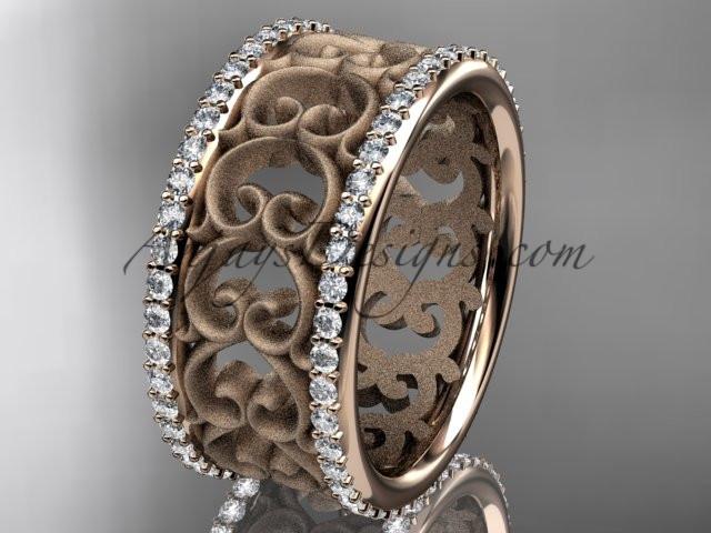 14kt rose gold diamond engagement ring, wedding band ADLR423B - AnjaysDesigns