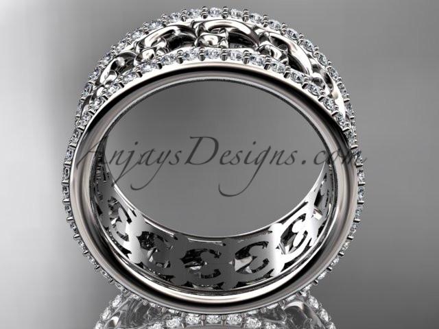14kt white gold diamond engagement ring, wedding band ADLR423B - AnjaysDesigns