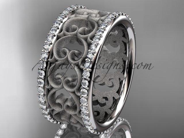 14kt white gold diamond engagement ring, wedding band ADLR423B - AnjaysDesigns