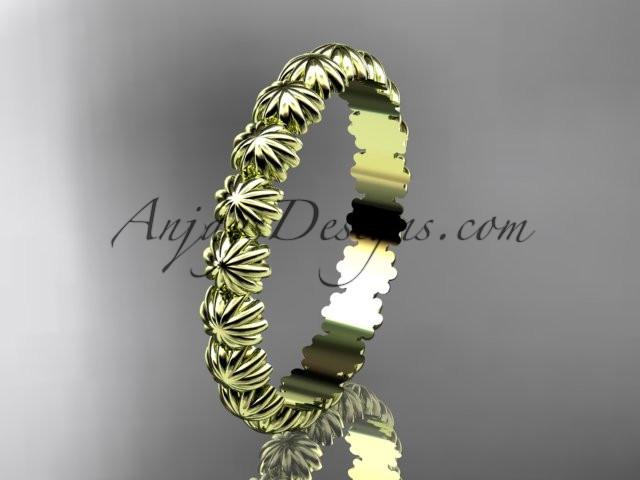 14k yellow gold diamond flower wedding ring, engagement ring, wedding band ADLR42 - AnjaysDesigns