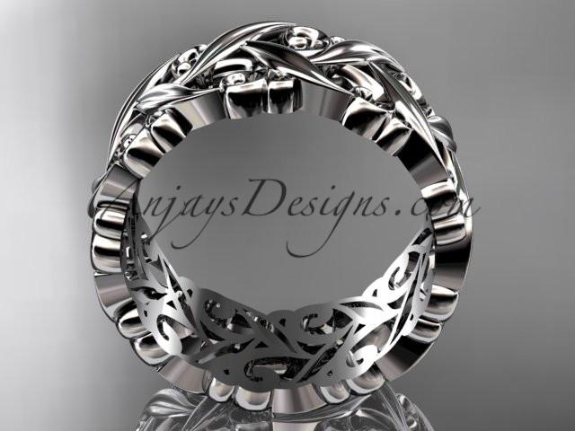 Platinum leaf and vine wedding ring, engagement ring, wedding band ADLR49 - AnjaysDesigns