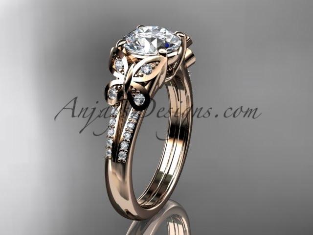 14kt rose gold diamond unique engagement ring, butterfly ring, wedding ring ADLR514 - AnjaysDesigns