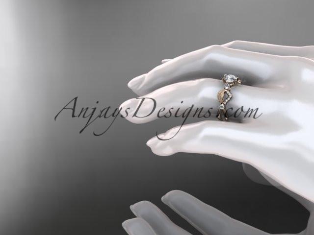 14k rose gold diamond leaf and vine wedding ring, engagement ring ADLR68 - AnjaysDesigns, Unique Engagement Rings - Jewelry, Anjays Designs - AnjaysDesigns, AnjaysDesigns - AnjaysDesigns.co, 