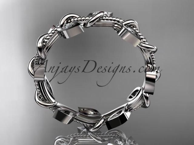 platinum diamond leaf and vine wedding ring, engagement ring, wedding band ADLR79 - AnjaysDesigns