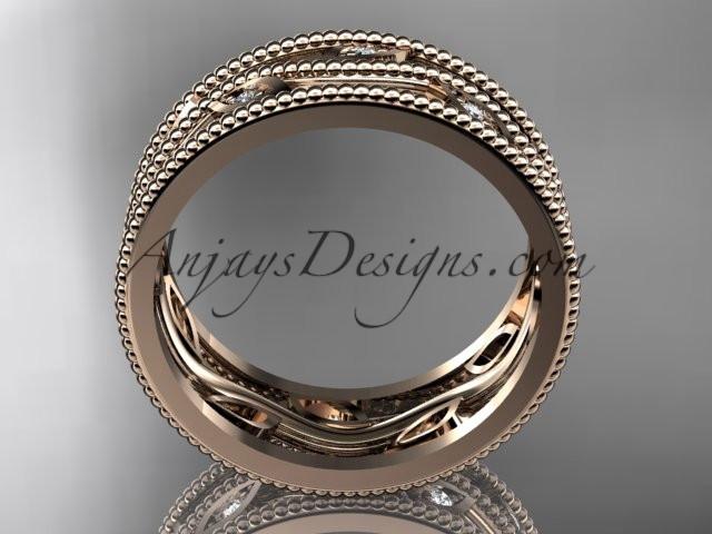 14k rose gold diamond leaf and vine wedding band,engagement ring ADLR7B - AnjaysDesigns, Diamond Wedding Bands - Jewelry, Anjays Designs - AnjaysDesigns, AnjaysDesigns - AnjaysDesigns.co, 