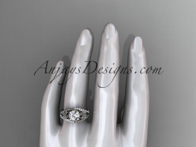 14kt white gold diamond floral wedding ring, engagement ring ADLR88 - AnjaysDesigns