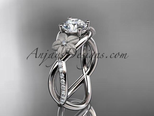 platinum diamond leaf and vine wedding ring, engagement ring ADLR90 - AnjaysDesigns