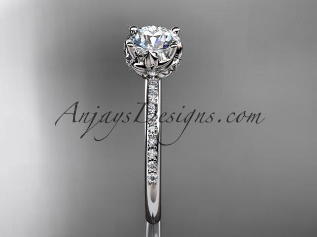 14kt white gold diamond floral wedding ring, engagement ring ADLR92 - AnjaysDesigns