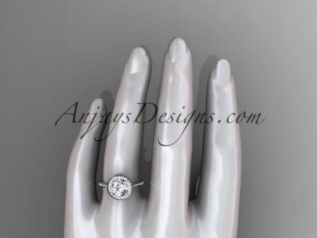 Platinum diamond unique engagement ring, wedding ring with a "Forever One" Moissanite center stone ADER97 - AnjaysDesigns
