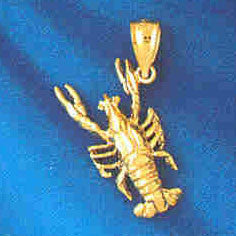 14K GOLD NAUTICAL CHARM - LOBSTER #1039