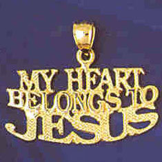 14K GOLD SAYING CHARM - MY HEART BELONGS TO JESUS #11461