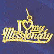 14K GOLD SAYING CHARM - I LOVE MY MISSIONARY #10469