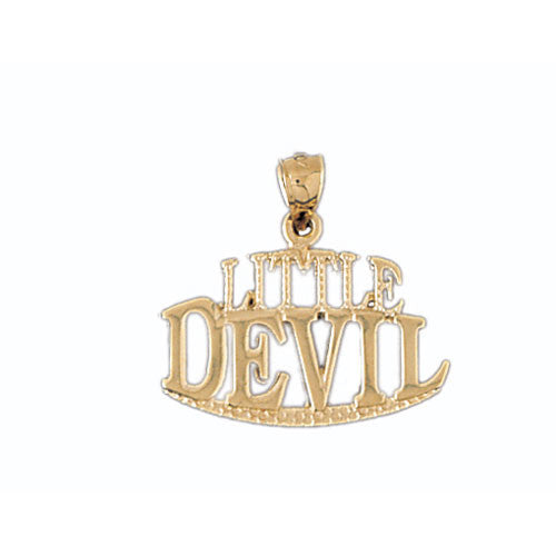 14K GOLD SAYING CHARM - LITTLE DEVIL We Specialize in 14Kt Gold charms, 14k gold Pendants,14k gold necklaces,14k Gold Bracelets,14k Gold Earrings,14k Gold Rings.