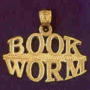 14K GOLD SAYING CHARM - BOOK WORM #10549