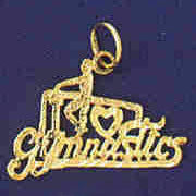 14K GOLD SAYING CHARM - I LOVE GYMNASTICS #10856