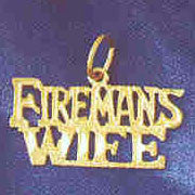 14K GOLD SAYING CHARM - FIREMANS WIFE #10879