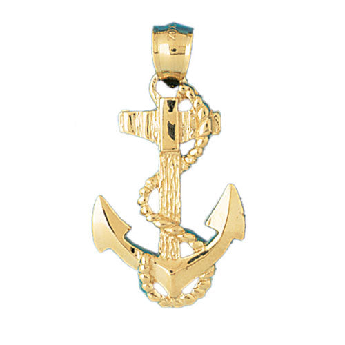 14K GOLD NAUTICAL CHARM - ANCHOR, We Specialize in 14Kt Gold charms, 14k gold Pendants,14k gold necklaces,14k Gold Bracelets,14k Gold Earrings,14k Gold Rings