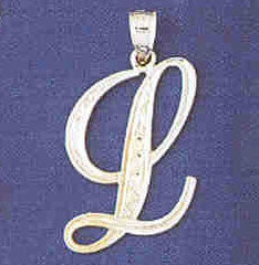 14K WHITE GOLD INITIAL CHARM - L #11567