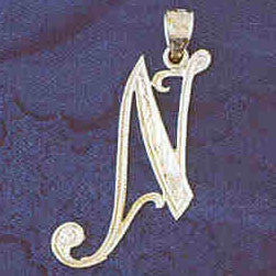 14K WHITE GOLD INITIAL CHARM - N #11567